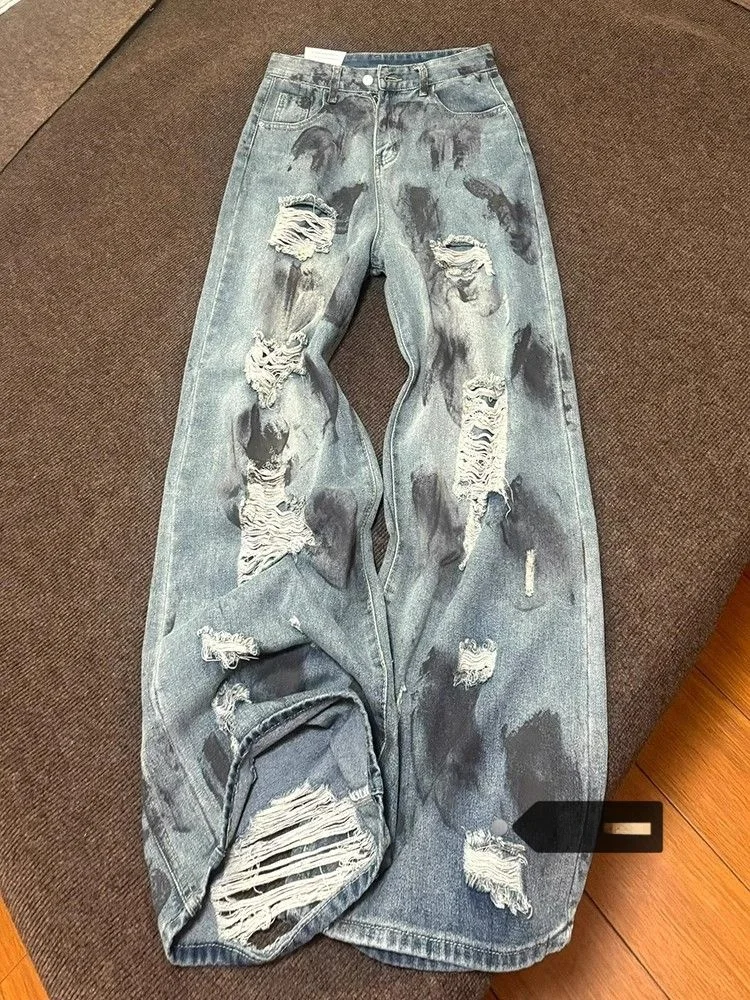 High Waist Distressed Tie Dye Apocalyptic Style Women's Jeans Summer New plus Size Slimming Wide Leg Pants
High Waist Distressed Tie Dye Apocalyptic Style Women's Jeans Summer New plus Size Slimming Wide Leg Pants
