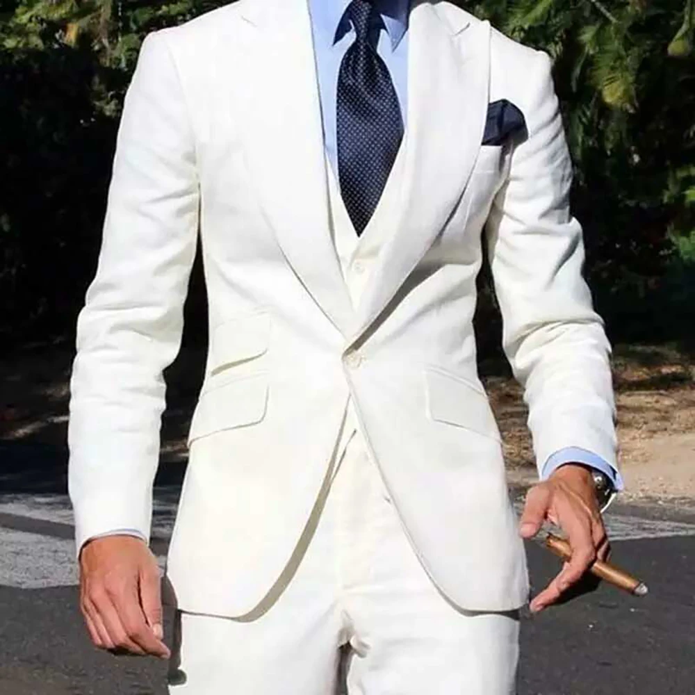 White Wedding Suits For Men Slim Fit Fashion Three Piece Jacket Pants Vest Custom Made Casual Prom Party Terno Hombres
White Wedding Suits For Men Slim Fit Fashion Three Piece Jacket Pants Vest Custom Made Casual Prom Party Terno Hombres