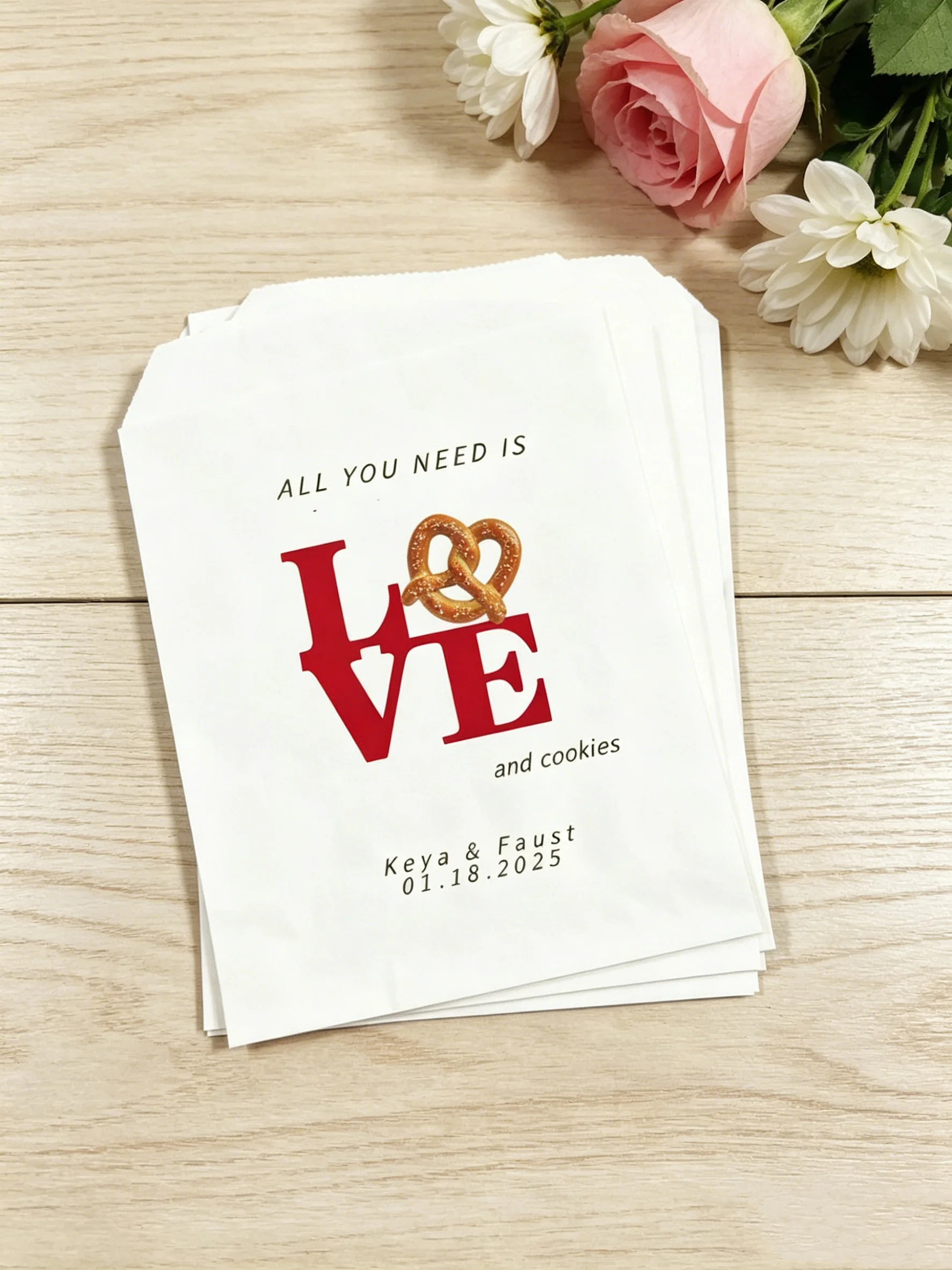 Custom Print Love & Cookies Wedding Treat Bags Personalized Bridal Shower Guest Sweet Favor Packaging Bags
Custom Print Love & Cookies Wedding Treat Bags Personalized Bridal Shower Guest Sweet Favor Packaging Bags