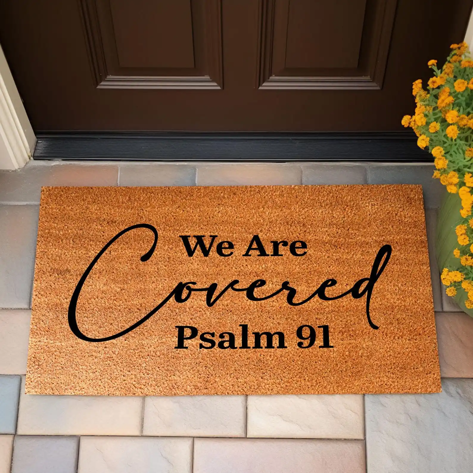We Are Covered Psalm 91 Doormat Faith-based Welcome Mat Entrance Outdoor Mat Home Protection Housewarming Gifts Door Decor Rug
We Are Covered Psalm 91 Doormat Faith-based Welcome Mat Entrance Outdoor Mat Home Protection Housewarming Gifts Door Decor Rug