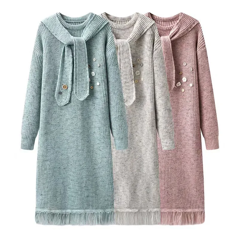 Chic Korean Detachable Hat Knit Long Dress Fashion Round Neck Long Sleeve Tassel Dress Cute Straight Autumn Winter Clothing
Chic Korean Detachable Hat Knit Long Dress Fashion Round Neck Long Sleeve Tassel Dress Cute Straight Autumn Winter Clothing