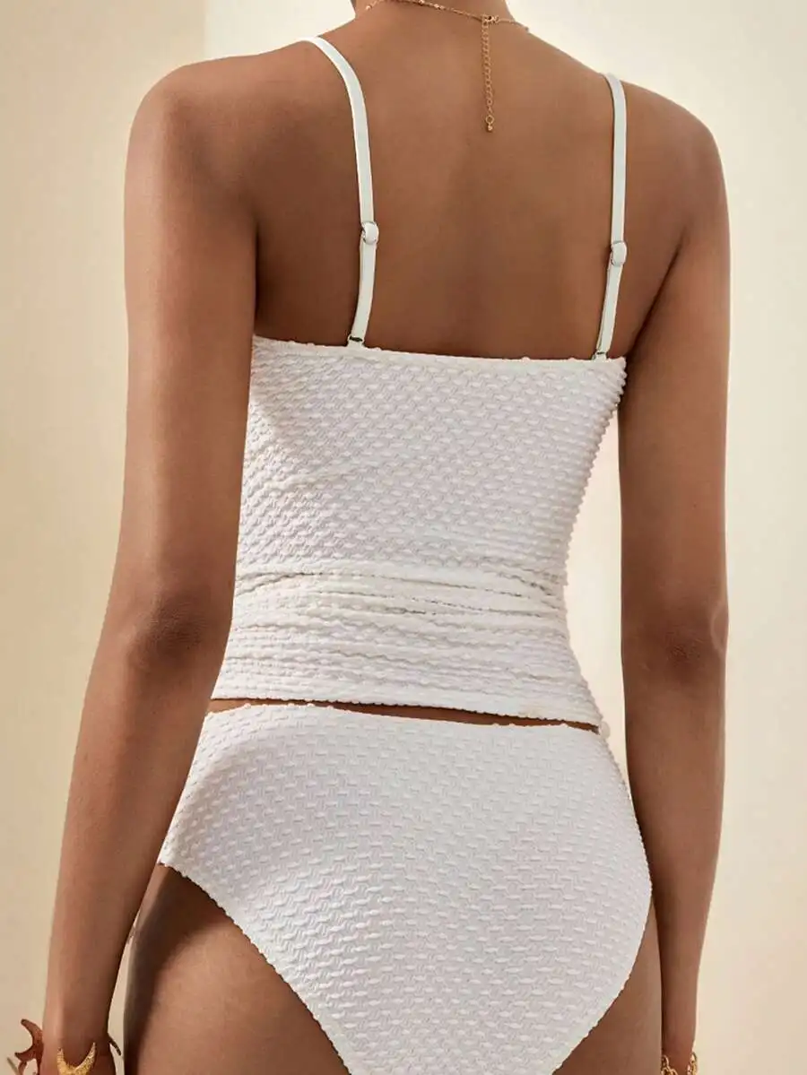 Womens Two Piece Textured Bikini Set With Adjustable Straps Casual Vacation Swimwear
Womens Two Piece Textured Bikini Set With Adjustable Straps Casual Vacation Swimwear