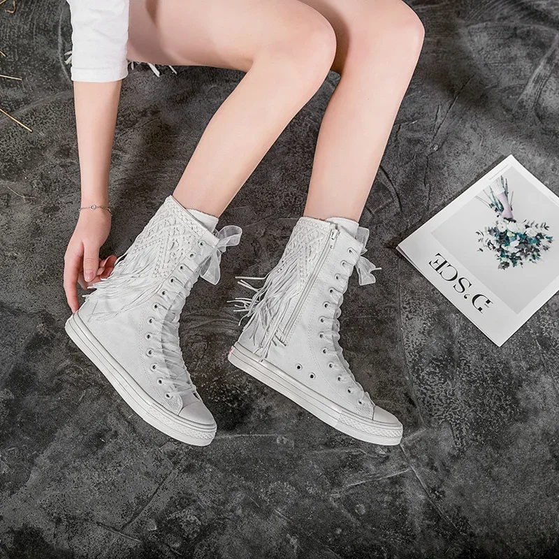 2024 New Spring Autumn Women Canvas Shoes Casual High Top Shoes Ankle boots Lace-Up Zipper Comfortable Flat Boots Sneakers 34-43
2024 New Spring Autumn Women Canvas Shoes Casual High Top Shoes Ankle boots Lace-Up Zipper Comfortable Flat Boots Sneakers 34-43