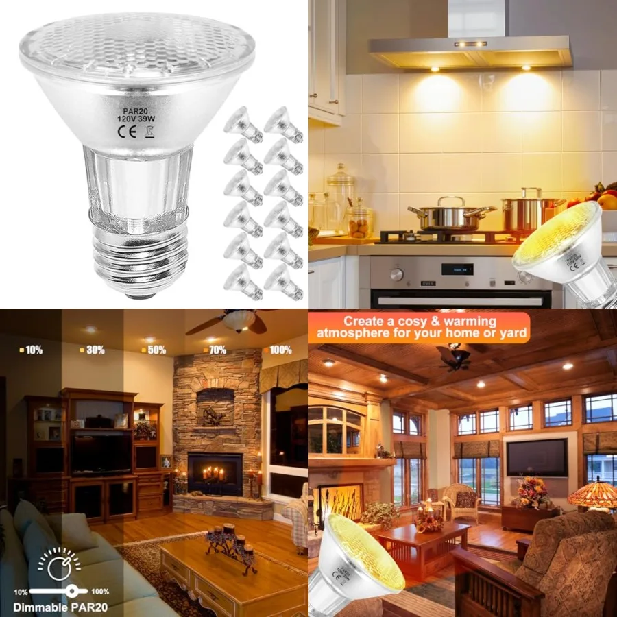 PAR20 Halogen Light Bulbs, 39W 0V Dimmable Pack, E26 Base Par20 Halogen Bulb, Warm White 2700K, 1755 Lumens ECO Flood Bulb, Lon
PAR20 Halogen Light Bulbs, 39W 0V Dimmable Pack, E26 Base Par20 Halogen Bulb, Warm White 2700K, 1755 Lumens ECO Flood Bulb, Lon