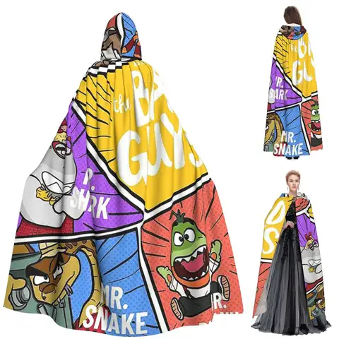 The Bad Guys Cute Long Hooded Cloak Witch Medieval Costume Cosplay Cape HalloweenParty Adult Unisex