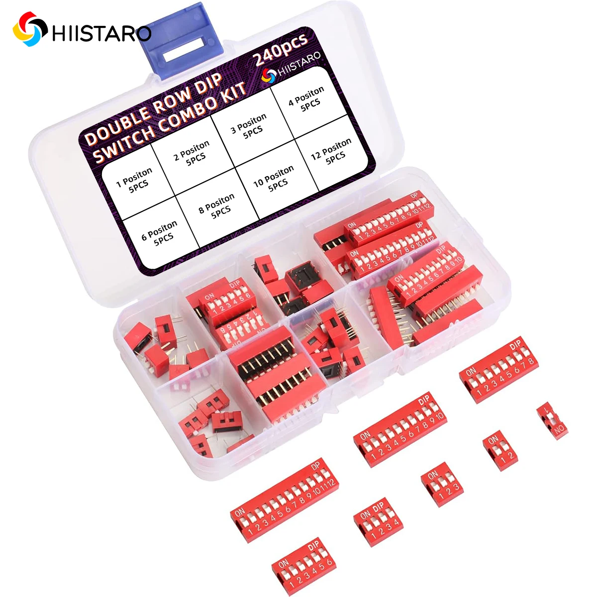 40PCS Double Row Dip Switch Combo Kit 1 2 3 4 6 8 10 12 Position 2.54mm PCB Mountable Switch Dip DIL Switch Boards and Arduino
40PCS Double Row Dip Switch Combo Kit 1 2 3 4 6 8 10 12 Position 2.54mm PCB Mountable Switch Dip DIL Switch Boards and Arduino