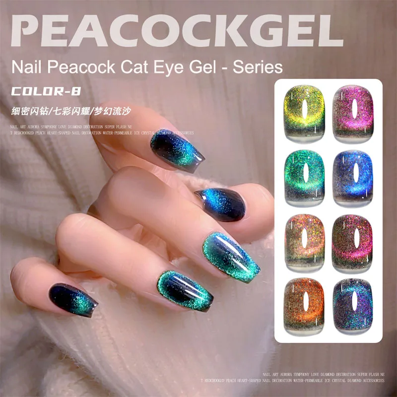 New Gel Varnish Color Changing Peacock Cat's Eye Magic Nail Art Manicure Galaxy Starry Magnetic Multicolor Nail Gel Polish
New Gel Varnish Color Changing Peacock Cat's Eye Magic Nail Art Manicure Galaxy Starry Magnetic Multicolor Nail Gel Polish