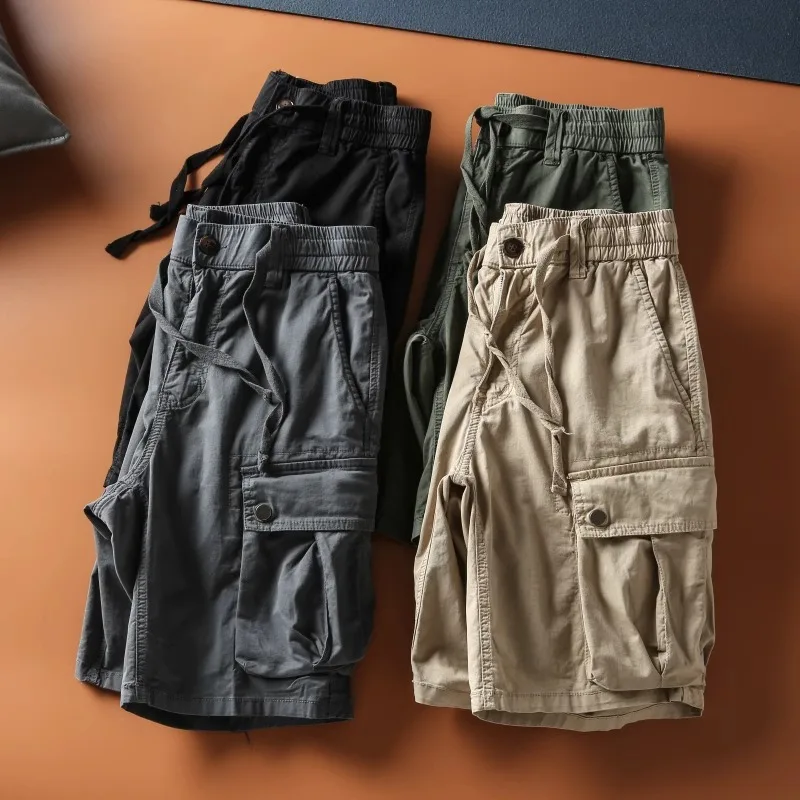 Summer Vintage American Waed Loose Elastic Waist Big ket Casual orts Five-Point Pants Trendy Workwear Straight Leg Pants
Summer Vintage American Waed Loose Elastic Waist Big ket Casual orts Five-Point Pants Trendy Workwear Straight Leg Pants