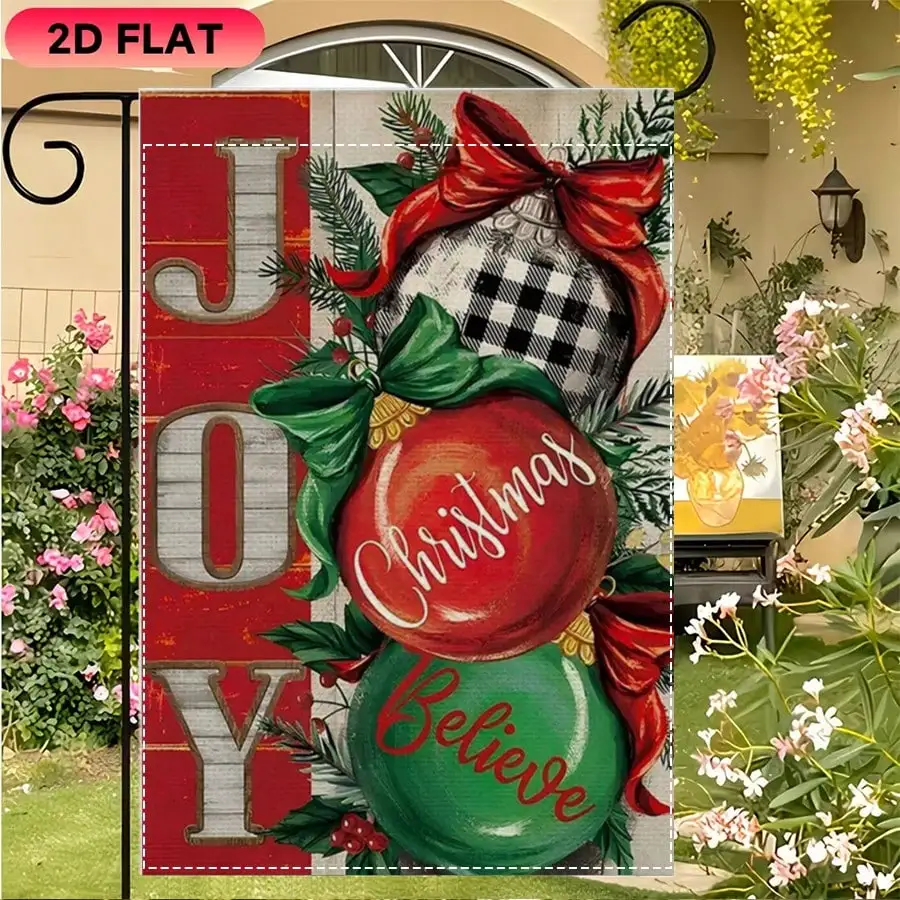 1pc Christmas Garden Flag JOY Design, Red Green Baubles, Buffalo Plaid Ornament, Festive Bows, Holiday Yard Decoration for Winter, Home Seasonal Decor
1pc Christmas Garden Flag JOY Design, Red Green Baubles, Buffalo Plaid Ornament, Festive Bows, Holiday Yard Decoration for Winter, Home Seasonal Decor