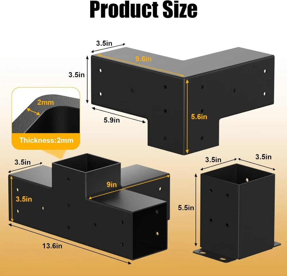 4x4 Pergola Brackets Kit - 12pc DIY Gazebo Hardware with 3-Way & 4-Way Corner Bracket for Garden, Deck, Courtyard
4x4 Pergola Brackets Kit - 12pc DIY Gazebo Hardware with 3-Way & 4-Way Corner Bracket for Garden, Deck, Courtyard