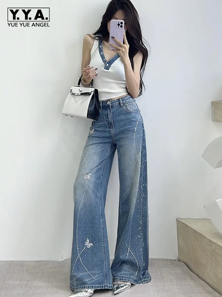 Office Ladies Spring New Butterfly Diamond Jeans Loose Pocket Embroidered Denim Trousers High Waist Casual Straight Pant Women
Office Ladies Spring New Butterfly Diamond Jeans Loose Pocket Embroidered Denim Trousers High Waist Casual Straight Pant Women