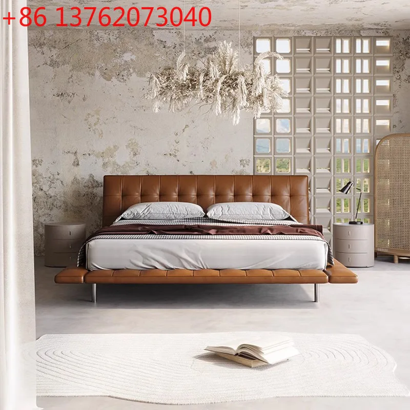 Italian minimalist leather bed villa large flat master bedroom bed
Italian minimalist leather bed villa large flat master bedroom bed