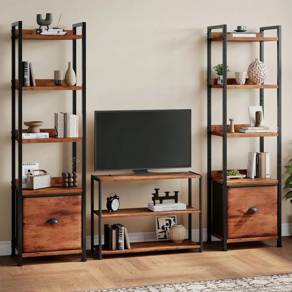 Tier Bookshelf With Drawer, Tall Narrow Bookcase With Shelves, Wood And Metal Bookshelves Storage Organizer, Industrial Display
Tier Bookshelf With Drawer, Tall Narrow Bookcase With Shelves, Wood And Metal Bookshelves Storage Organizer, Industrial Display
