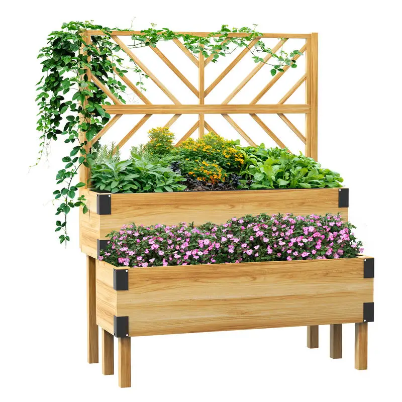 Outsunny 2 Tier Trellis Planter, Wooden Raised Garden Bed, Natural
Outsunny 2 Tier Trellis Planter, Wooden Raised Garden Bed, Natural