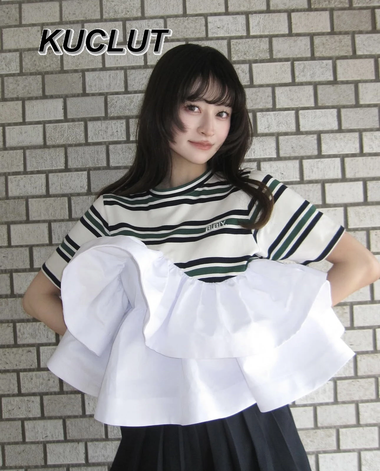 Women's Casual Tees Japanese Korean Style Striped T-Shirts Ruffle Edge Short-sleeved Top 2025 New Summer Women Clothes
Women's Casual Tees Japanese Korean Style Striped T-Shirts Ruffle Edge Short-sleeved Top 2025 New Summer Women Clothes