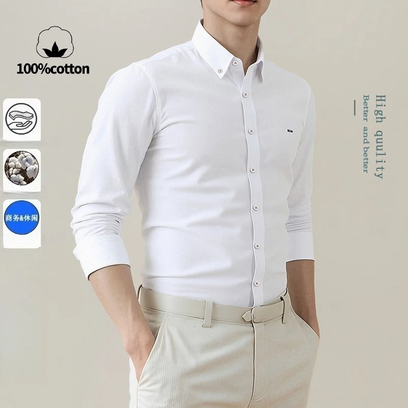 Мужская рубашка из мягкого хлопка с вышивкой — деловой повседневный приталенный топ на осень и зиму
Мужская рубашка из мягкого хлопка с вышивкой — деловой повседневный приталенный топ на осень и зиму