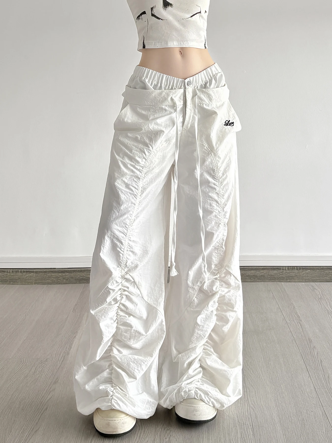 Sweetown Fashion Solid Simple Causal Chic Loose Women Long Pants Ruched Letter Embroidered Hottie Buttons
Sweetown Fashion Solid Simple Causal Chic Loose Women Long Pants Ruched Letter Embroidered Hottie Buttons