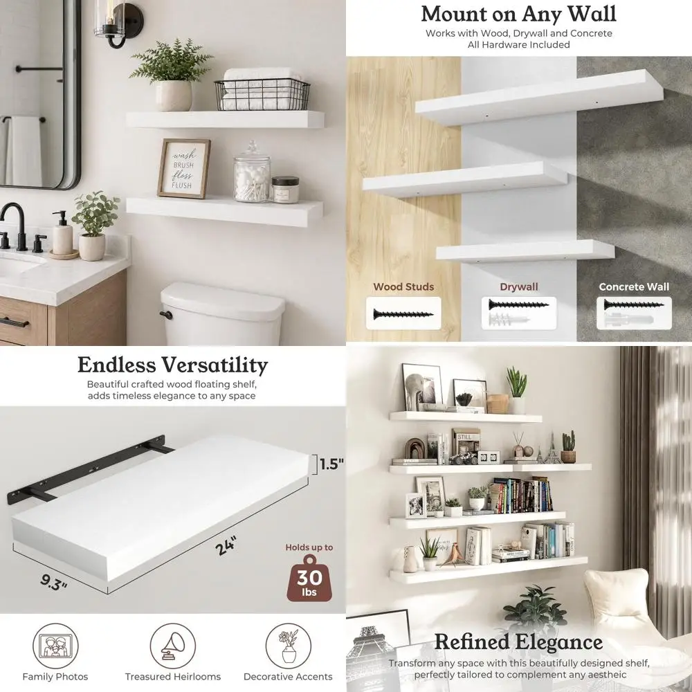 9.3 Deep Wall-Mounted Wooden Shelves for Home, 24 White Storage Solutions
9.3 Deep Wall-Mounted Wooden Shelves for Home, 24 White Storage Solutions