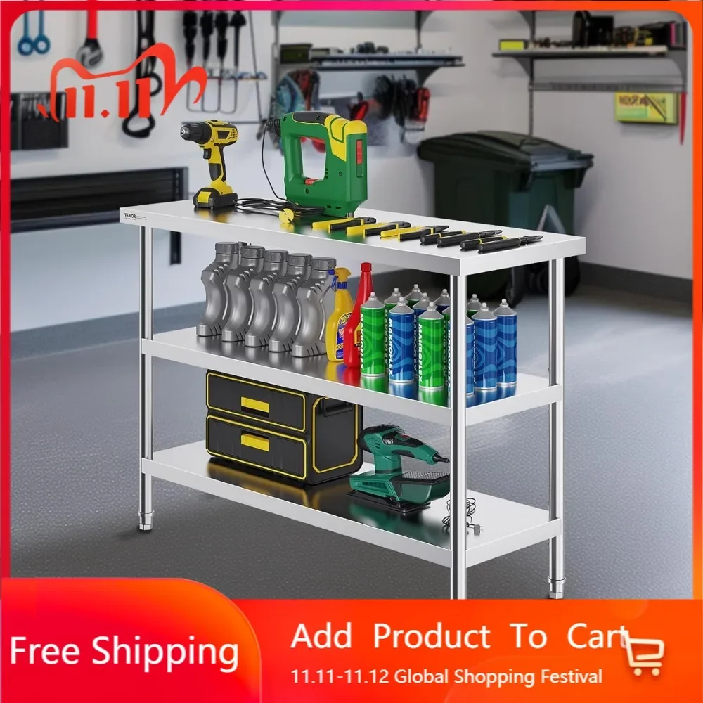 Commercial Grade 18 x 48 Stainless Steel Kitchen Prep Table with Adjustable Shelves and Heavy Duty Construction
Commercial Grade 18 x 48 Stainless Steel Kitchen Prep Table with Adjustable Shelves and Heavy Duty Construction