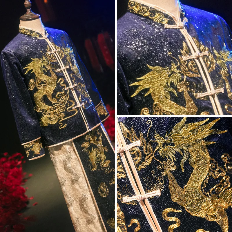 Groom Vintage Loose Cheongsam Traditional Chinese Wedding Gown Embroider Dragon Tang Clothes Groom Tang Suit Hanfu Big Size
Groom Vintage Loose Cheongsam Traditional Chinese Wedding Gown Embroider Dragon Tang Clothes Groom Tang Suit Hanfu Big Size