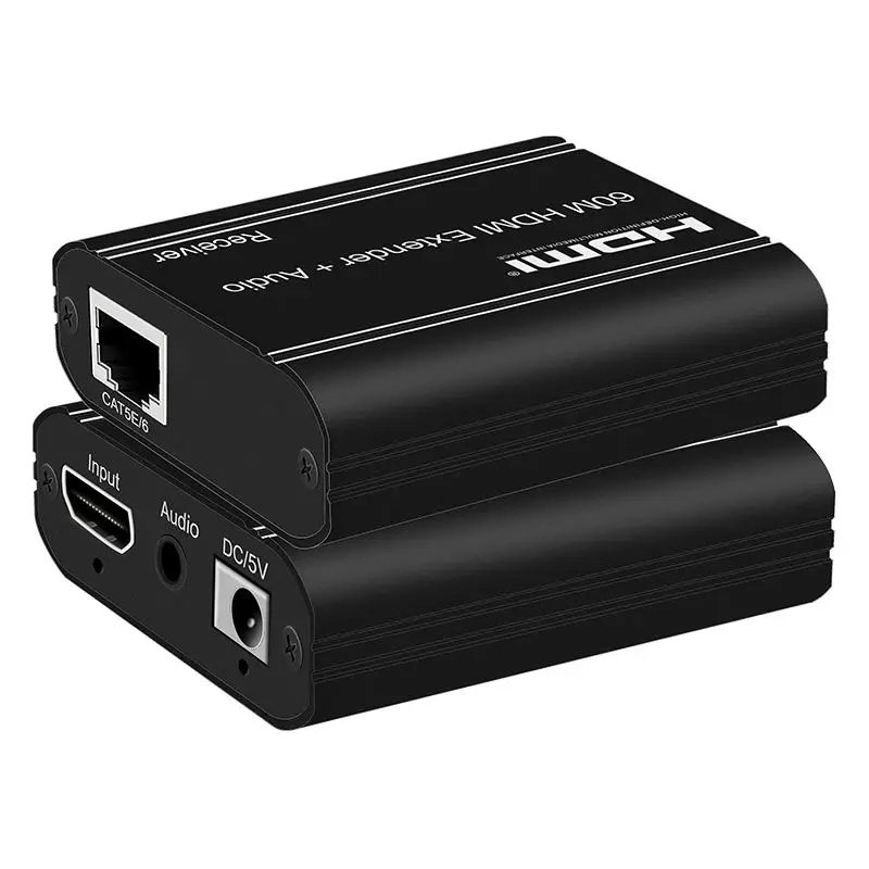 60m HDMI Extender over Cat5e/6 cable with Loop & Audio output 196ft 1080P HDMI Ethernet Extender video Tansmitter Receiver kit
60m HDMI Extender over Cat5e/6 cable with Loop & Audio output 196ft 1080P HDMI Ethernet Extender video Tansmitter Receiver kit
