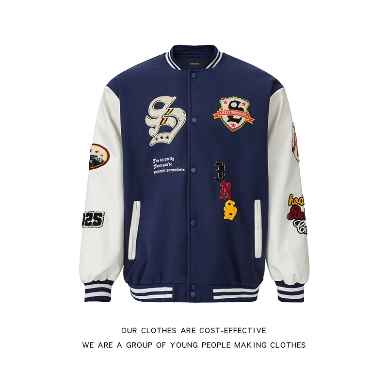 Повседневная бейсбольная куртка унисекс с вышивкой букв, шерстяное пальто свободного кроя для подростков и пар, весна-осень
Повседневная бейсбольная куртка унисекс с вышивкой букв, шерстяное пальто свободного кроя для подростков и пар, весна-осень