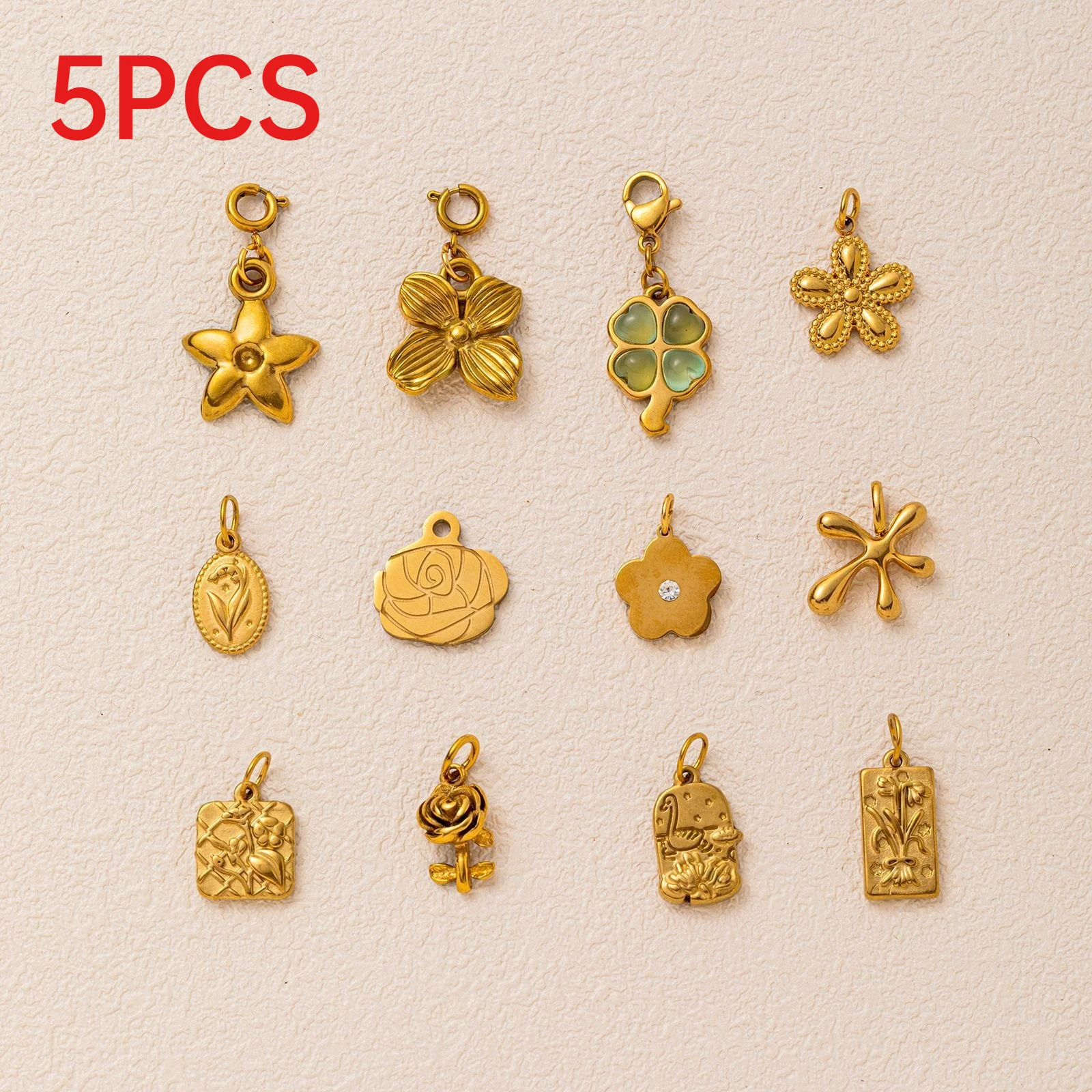 5Pcs Stainless Steel Flower Rose Four Leaf Clover Charms Pendants Fashion DIY Necklace Bracelet Jewelry Making Accessories
5Pcs Stainless Steel Flower Rose Four Leaf Clover Charms Pendants Fashion DIY Necklace Bracelet Jewelry Making Accessories