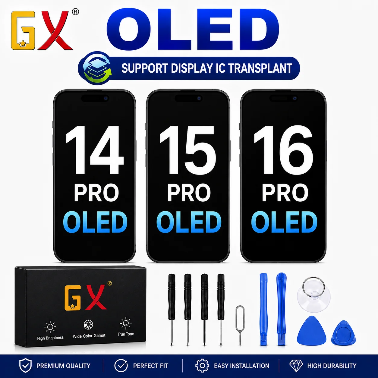 GX Hard OLED Display Replacement for iPhone14 15 16 Pro Full Screen Assembly Repair Kit With Tools
GX Hard OLED Display Replacement for iPhone14 15 16 Pro Full Screen Assembly Repair Kit With Tools