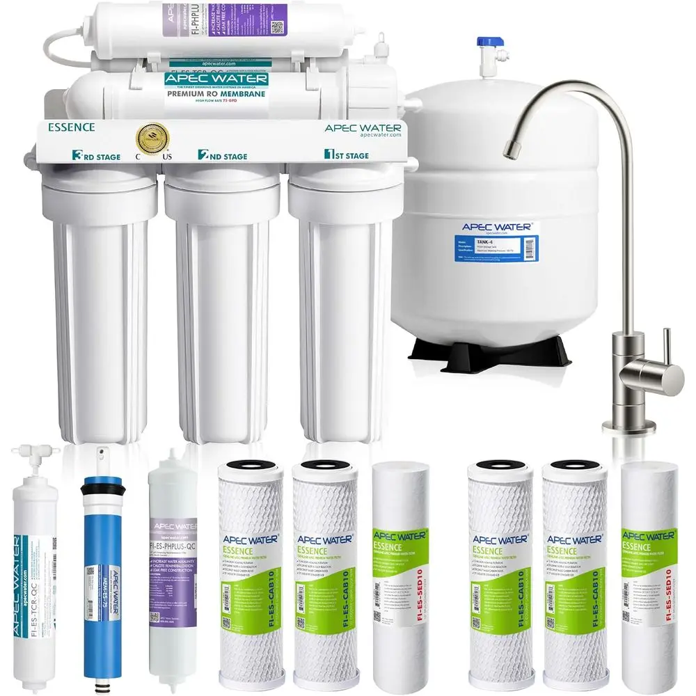 ROES-PH75X 6-Stage Alkaline Under Sink Reverse Osmosis Water ilter System, NS Cetiied 372 & 58, 75 GPD, with Extra High acity Pr
ROES-PH75X 6-Stage Alkaline Under Sink Reverse Osmosis Water ilter System, NS Cetiied 372 & 58, 75 GPD, with Extra High acity Pr