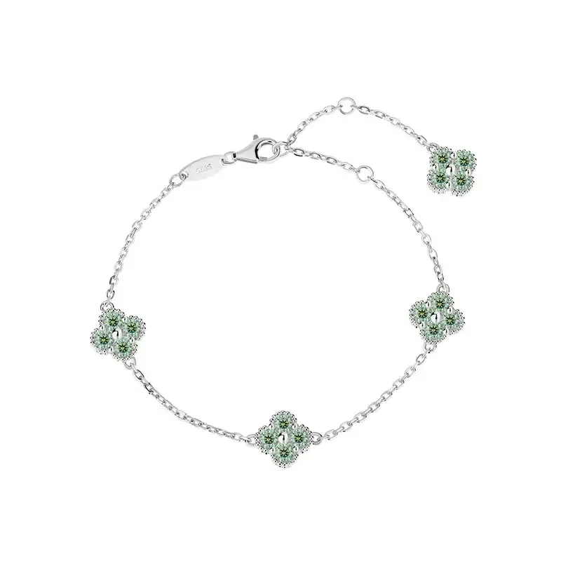 Green Color VVS1 Moissanite Clover Bracelet 925 Sterling Silver Fine Jewelry 16-19CM Charm Flower Bracelets Bangle Pass Tester
Green Color VVS1 Moissanite Clover Bracelet 925 Sterling Silver Fine Jewelry 16-19CM Charm Flower Bracelets Bangle Pass Tester