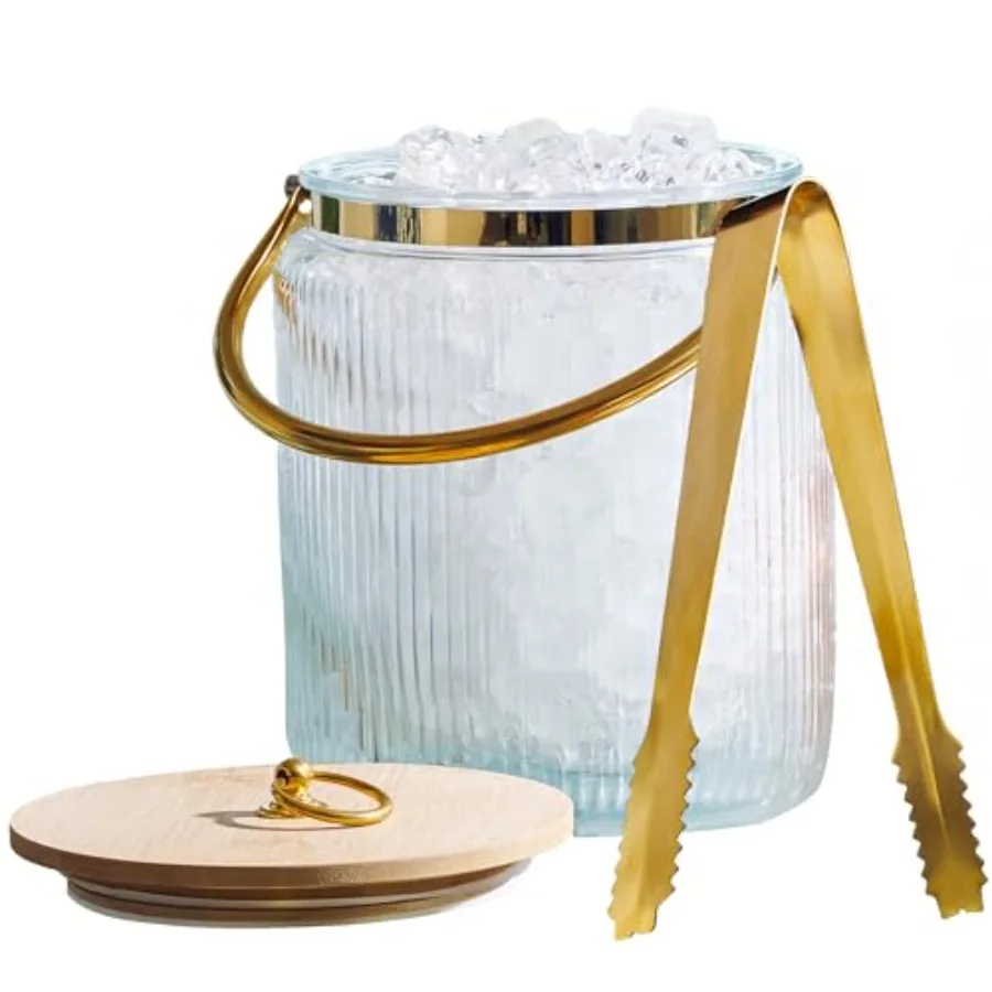 Le'raze Glass Ice Bucket with Airtight Lid, Tong Scooper and Handle - 3L Ribbed Beverage Tub Cocktail Home Bar Accessories, Win
Le'raze Glass Ice Bucket with Airtight Lid, Tong Scooper and Handle - 3L Ribbed Beverage Tub Cocktail Home Bar Accessories, Win