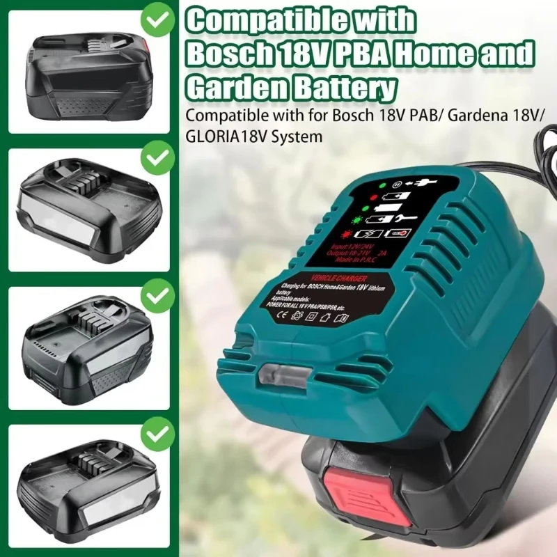 Mini Car Charger for Bosch 18V Li-ion Battery Series Portable Charger Cigarette Lighter Plug with LED Light for Outdoor Use
Mini Car Charger for Bosch 18V Li-ion Battery Series Portable Charger Cigarette Lighter Plug with LED Light for Outdoor Use