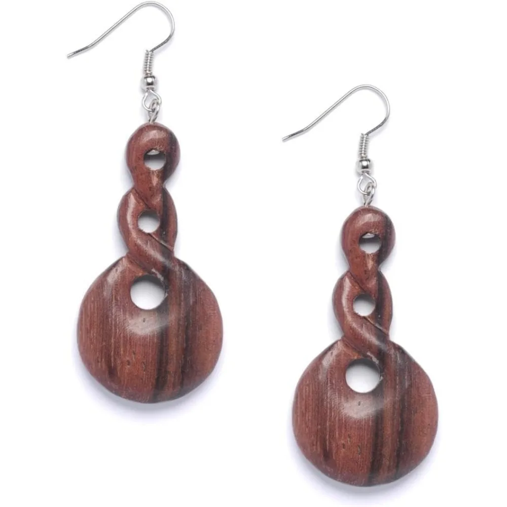 Womens Wood Double Twist Drop Earrings With Sterling Silver Hooks Simple Boho Brown Wooden Jewelry
Womens Wood Double Twist Drop Earrings With Sterling Silver Hooks Simple Boho Brown Wooden Jewelry