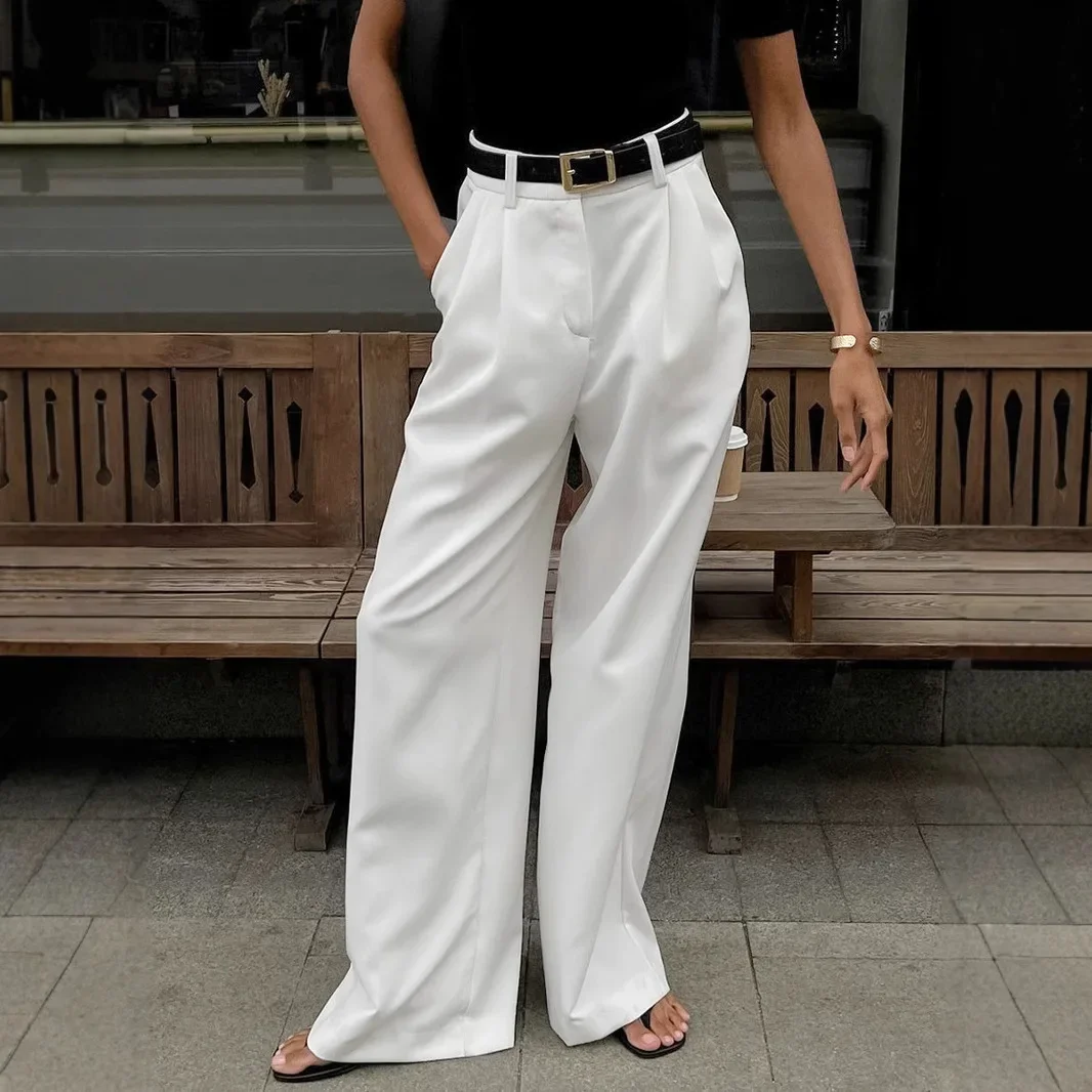 Versatile Women White Commuter Pants High Waisted Office Lady Casual Fashion Trousers
Versatile Women White Commuter Pants High Waisted Office Lady Casual Fashion Trousers