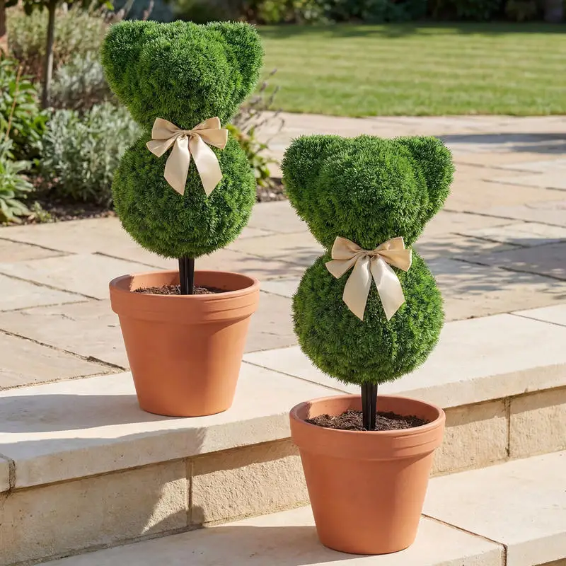 2 Pieces Teddy Bear Topiary Trees Sun-resistant Faux Boxwood Plants with Bowknot
2 Pieces Teddy Bear Topiary Trees Sun-resistant Faux Boxwood Plants with Bowknot