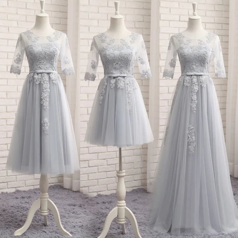 Grey Tulle Evening Dress Classic O-neck Lace Half Sleeves Evening Gowns For Women Elegant A-line Suknie Wieczorowe Custom Made
Grey Tulle Evening Dress Classic O-neck Lace Half Sleeves Evening Gowns For Women Elegant A-line Suknie Wieczorowe Custom Made