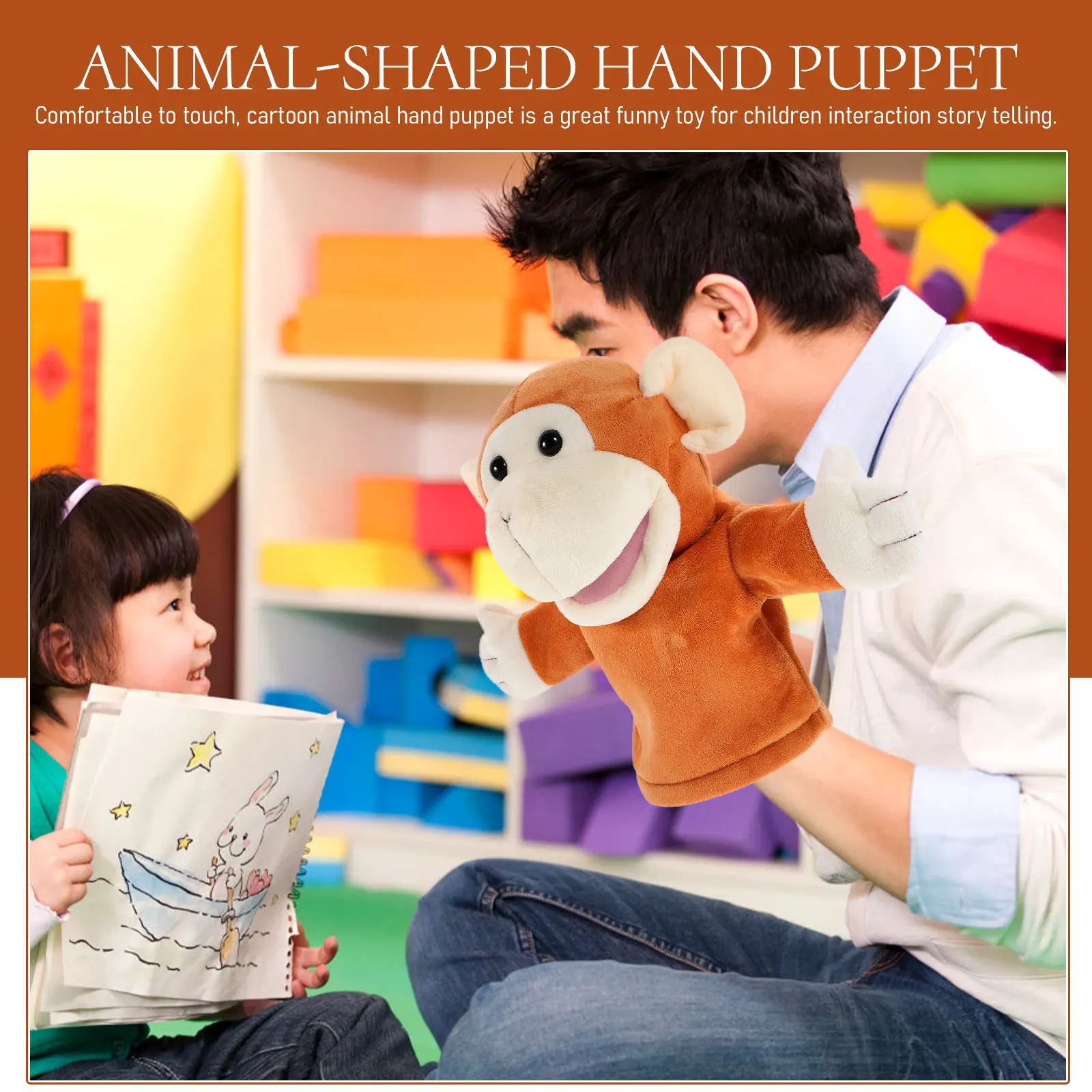 Cartoon Monkey Hand Puppet Soft Touch PP Cotton Animal Hand Puppet for Role Play Storytelling Early Education Interactive Parent
Cartoon Monkey Hand Puppet Soft Touch PP Cotton Animal Hand Puppet for Role Play Storytelling Early Education Interactive Parent