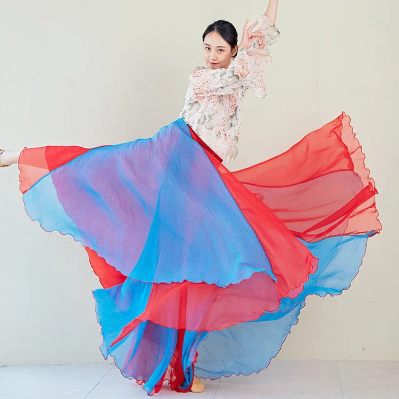 Women Ethnic Style 540 Degree Big Swing Skirt Retro Chiffon Long Skirt Classical Dance Skirts Stage Performance Practice Costume
Women Ethnic Style 540 Degree Big Swing Skirt Retro Chiffon Long Skirt Classical Dance Skirts Stage Performance Practice Costume