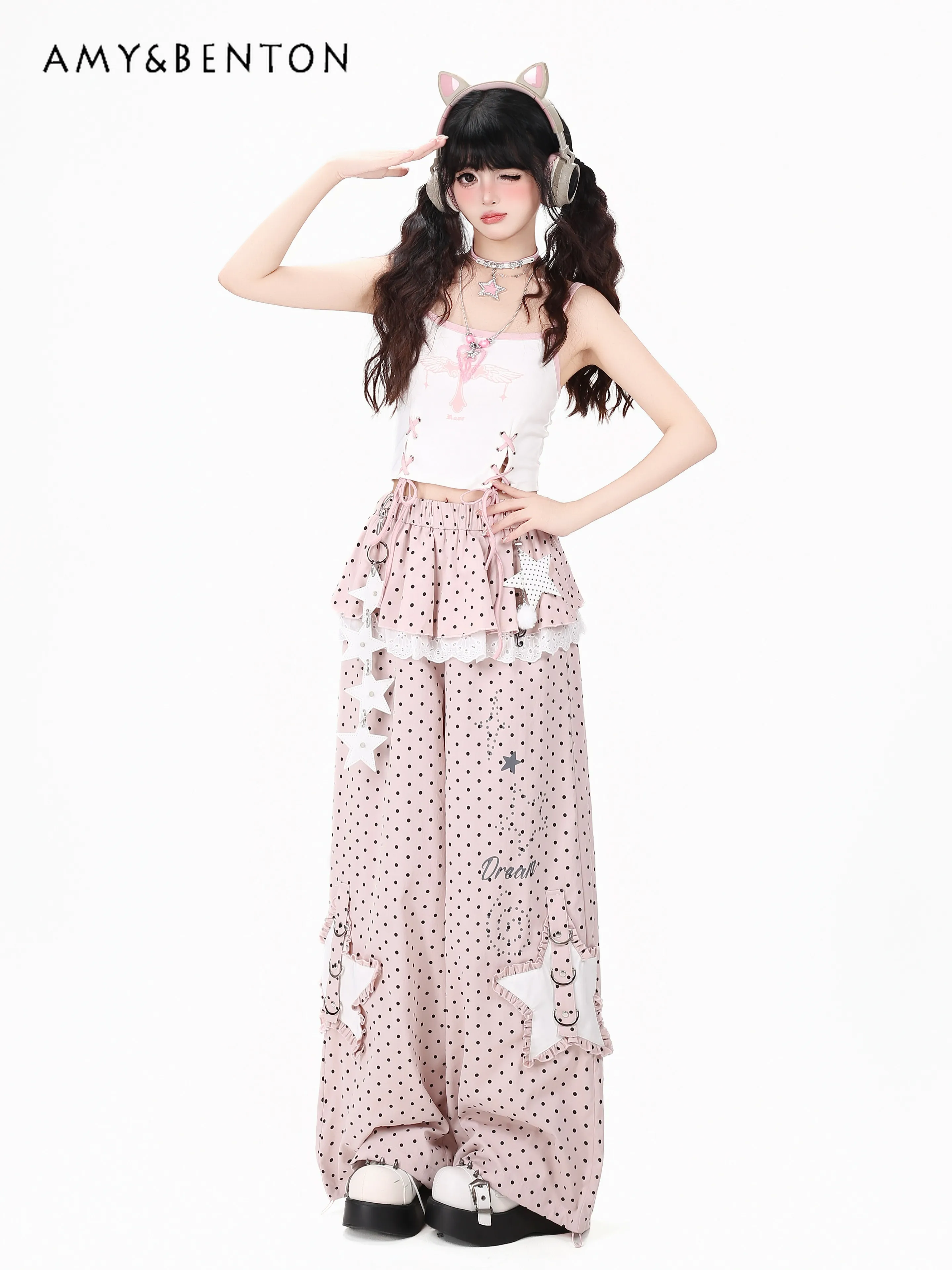 Original Star Polka Dot Fake Two Pieces Sweet Cool High Waist Straight Loose Trousers Casual Pants Korean Sweet Straight Pants
Original Star Polka Dot Fake Two Pieces Sweet Cool High Waist Straight Loose Trousers Casual Pants Korean Sweet Straight Pants