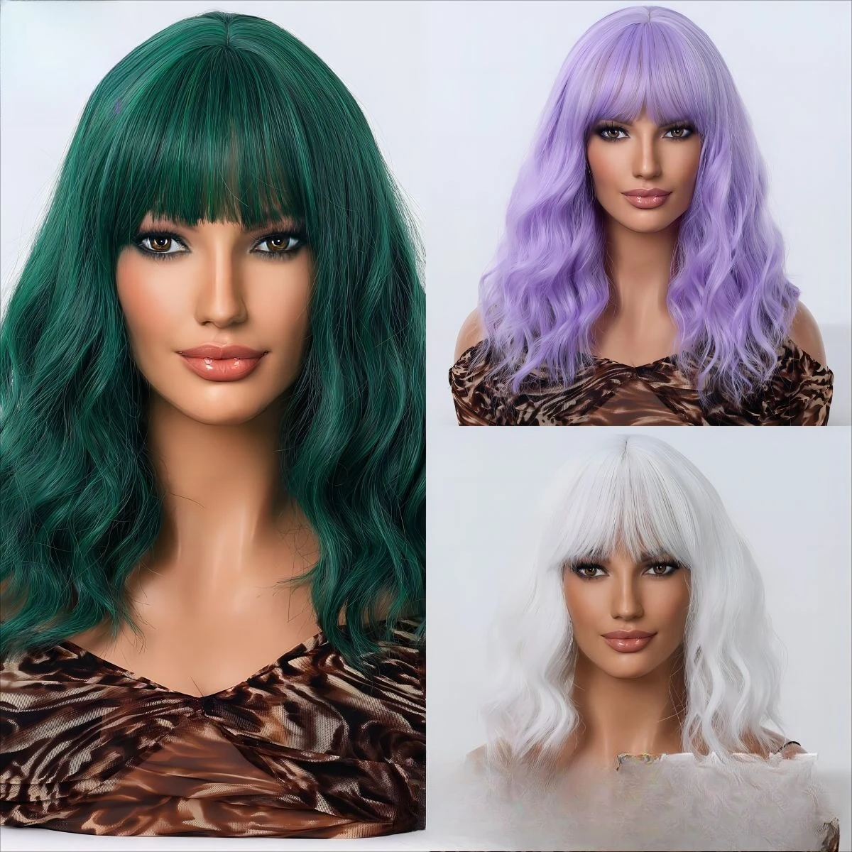 Short Hair Wig Headgear Deep Sea Green Qi Bangs Short Curly Hair Water Ripple Medium Bobo wig
Short Hair Wig Headgear Deep Sea Green Qi Bangs Short Curly Hair Water Ripple Medium Bobo wig