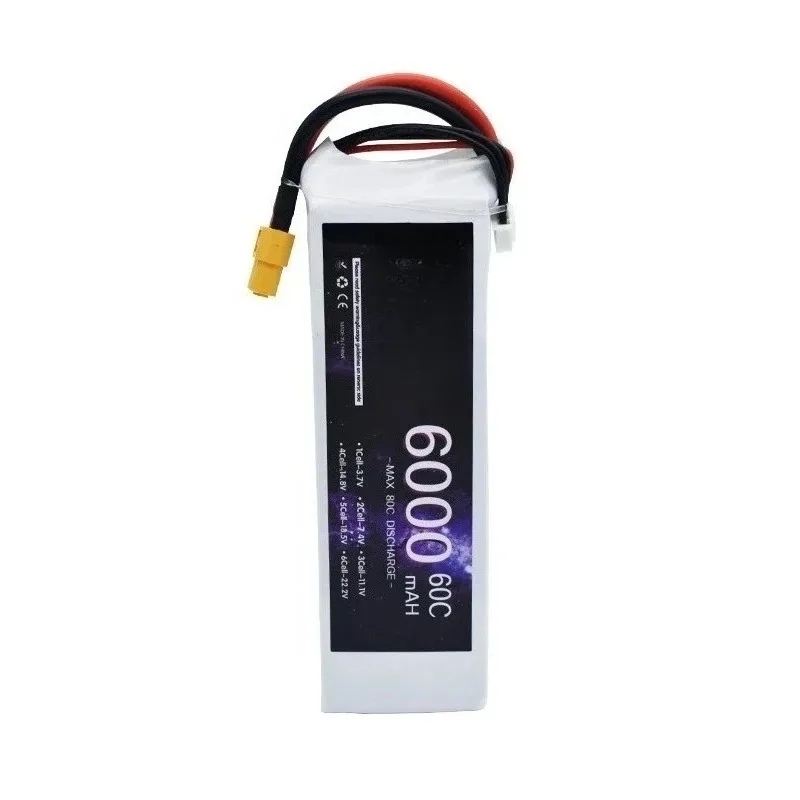 11.1V 6000mAh 60C for Drone RC Car Lipo General-purpose Battery with XT60/XT90/T/2P Plug
11.1V 6000mAh 60C for Drone RC Car Lipo General-purpose Battery with XT60/XT90/T/2P Plug