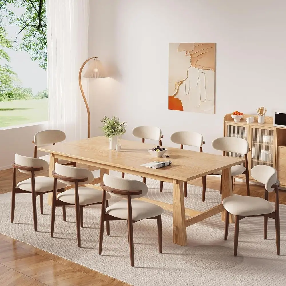 Set of 8 Wooden Side Chairs with Fabric Upholstered Seats for Kitchen, Dining, Restaurant Use, Beige
Set of 8 Wooden Side Chairs with Fabric Upholstered Seats for Kitchen, Dining, Restaurant Use, Beige