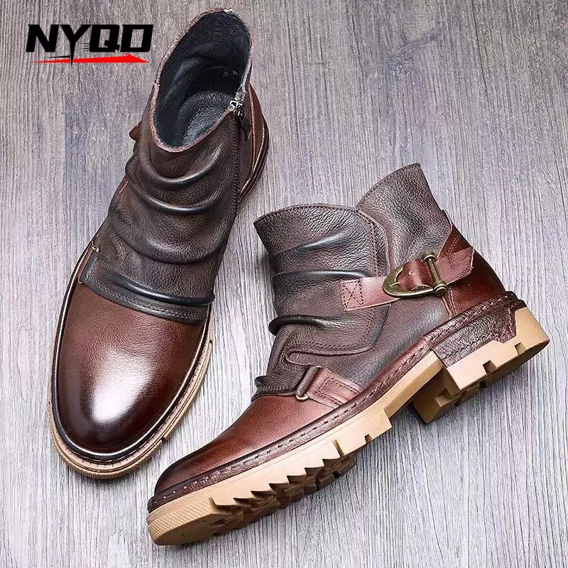 Retro Motorcycle Leather Boots British Style Round Head High Top Shoes Casual Platform Boots Men's Moto Street Gear
Retro Motorcycle Leather Boots British Style Round Head High Top Shoes Casual Platform Boots Men's Moto Street Gear