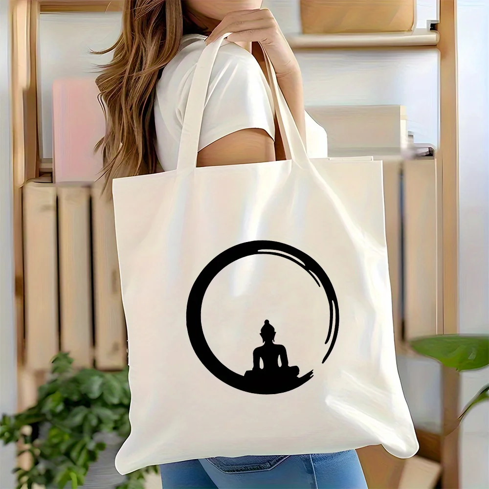 Zen Buddha Silhouette Canvas Tote Bag Black Enso Circle Design for Yoga Meditation or Spiritual Gifts
Zen Buddha Silhouette Canvas Tote Bag Black Enso Circle Design for Yoga Meditation or Spiritual Gifts