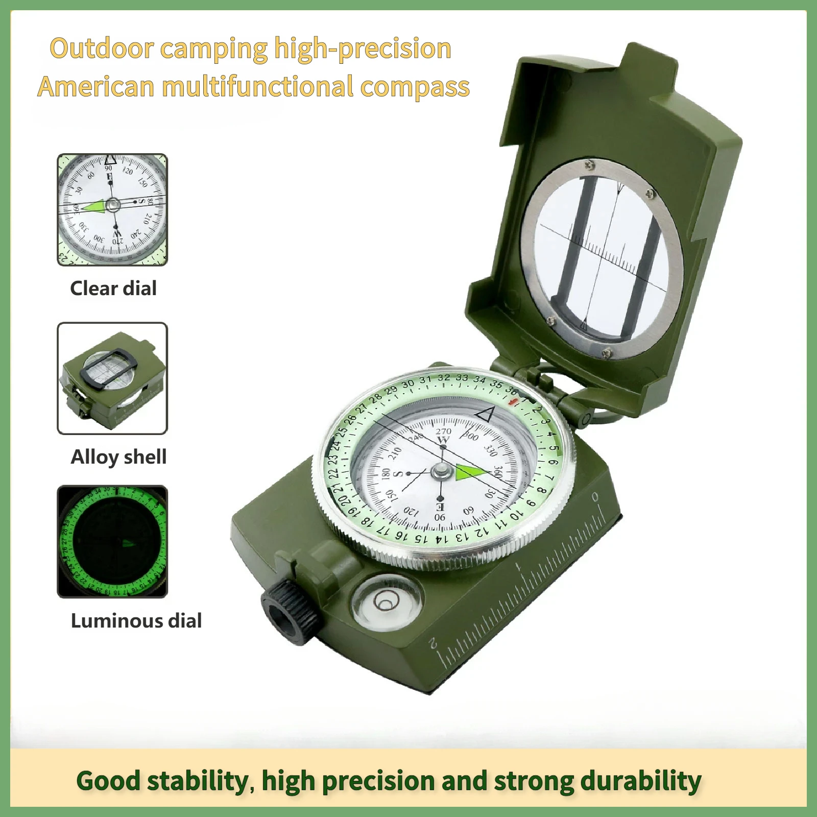 Explorer Compass, Zinc Alloy Luminous Dial 5s positioning, Precise with Level Gauge, Your Confident Guide for Outdoor Adventures
Explorer Compass, Zinc Alloy Luminous Dial 5s positioning, Precise with Level Gauge, Your Confident Guide for Outdoor Adventures