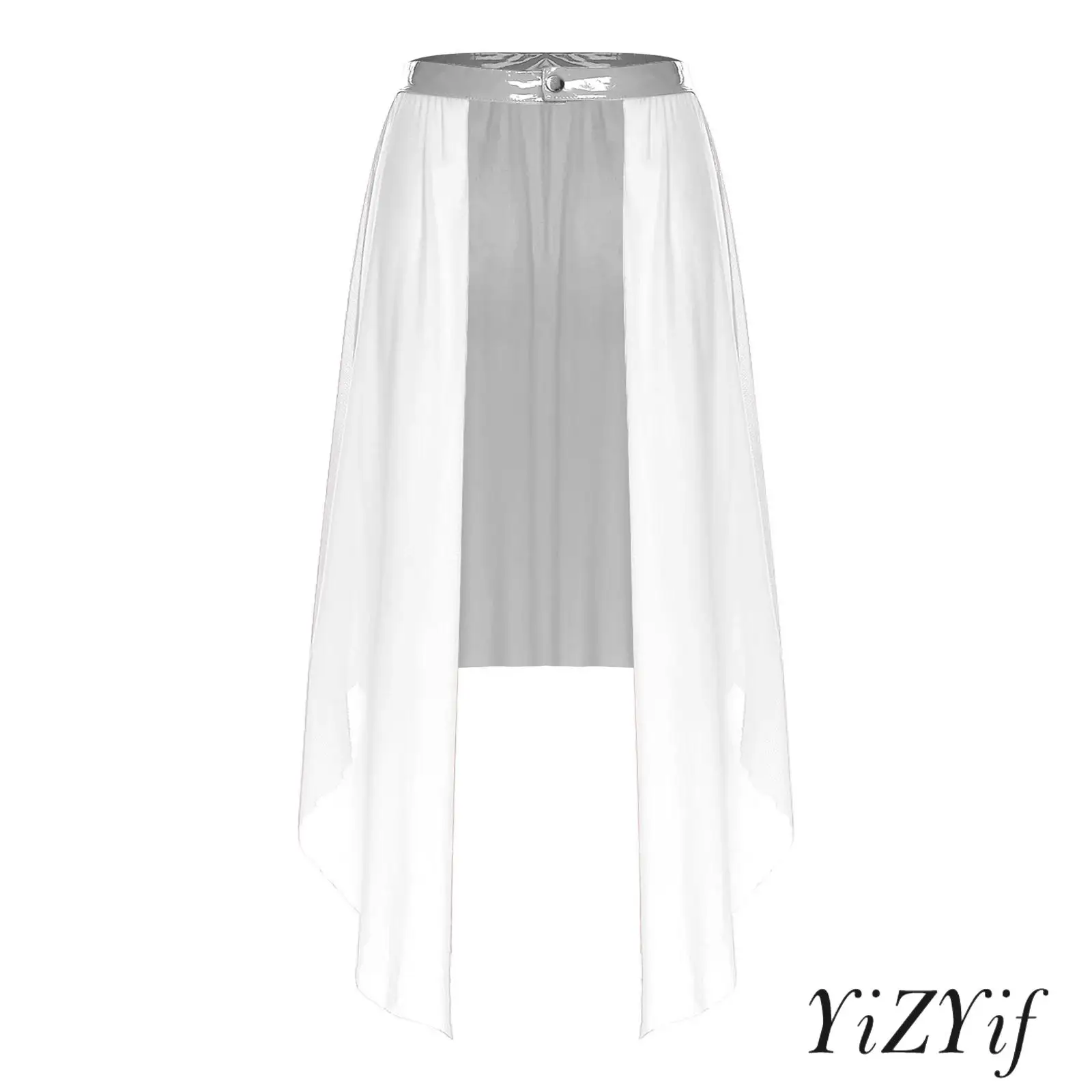 Womens Glossy PU Waist Belt Skirt Pole Dance Costume Clubwear One-button Asymmetrical Sheer Mesh Hem Front Open Cover-up Skirt
Womens Glossy PU Waist Belt Skirt Pole Dance Costume Clubwear One-button Asymmetrical Sheer Mesh Hem Front Open Cover-up Skirt