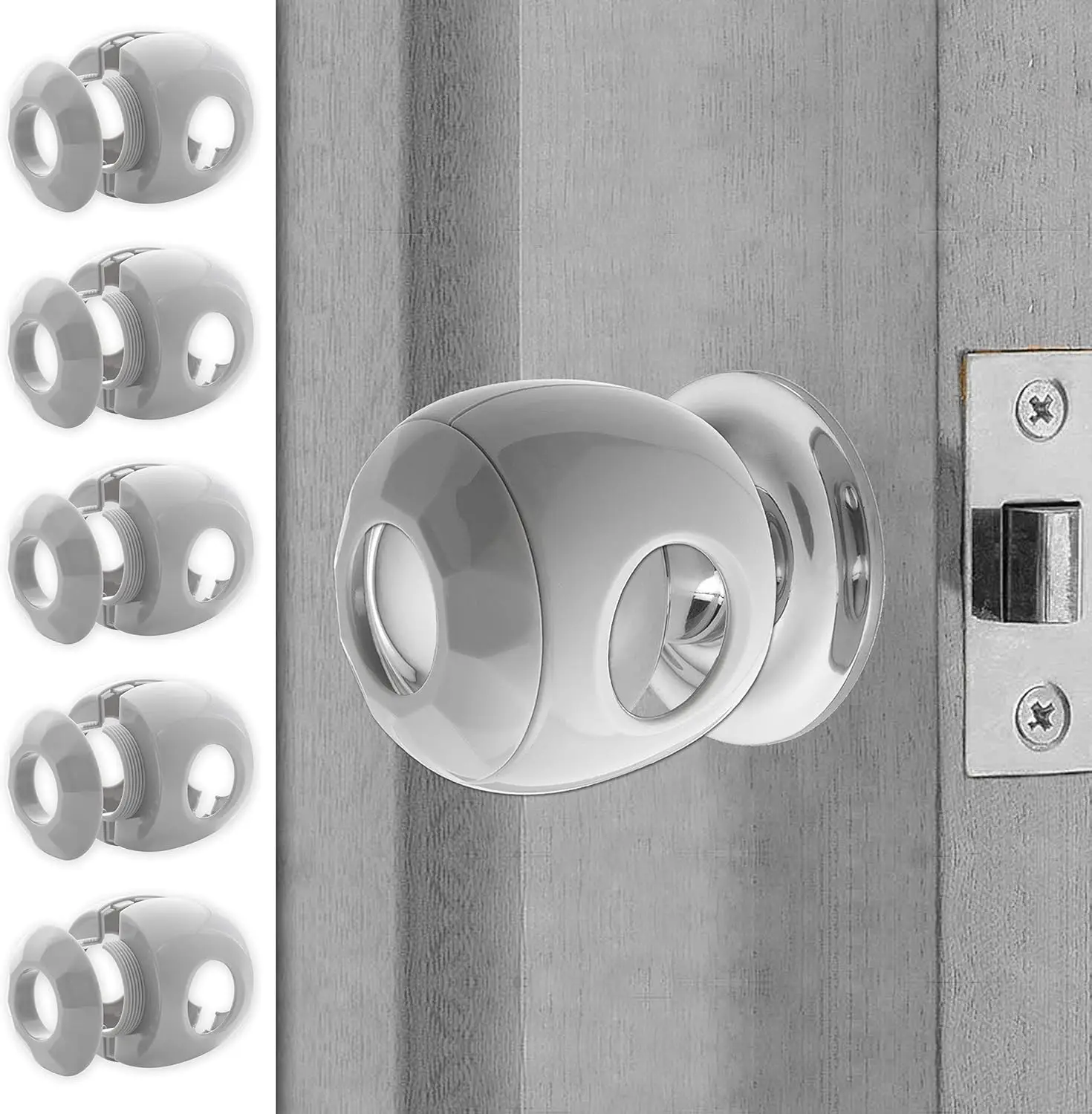 Door Knob Baby Safety Cover 5 Pack - Child Proof Door Handle Lock for Kids - Easy Install with No Tools
Door Knob Baby Safety Cover 5 Pack - Child Proof Door Handle Lock for Kids - Easy Install with No Tools