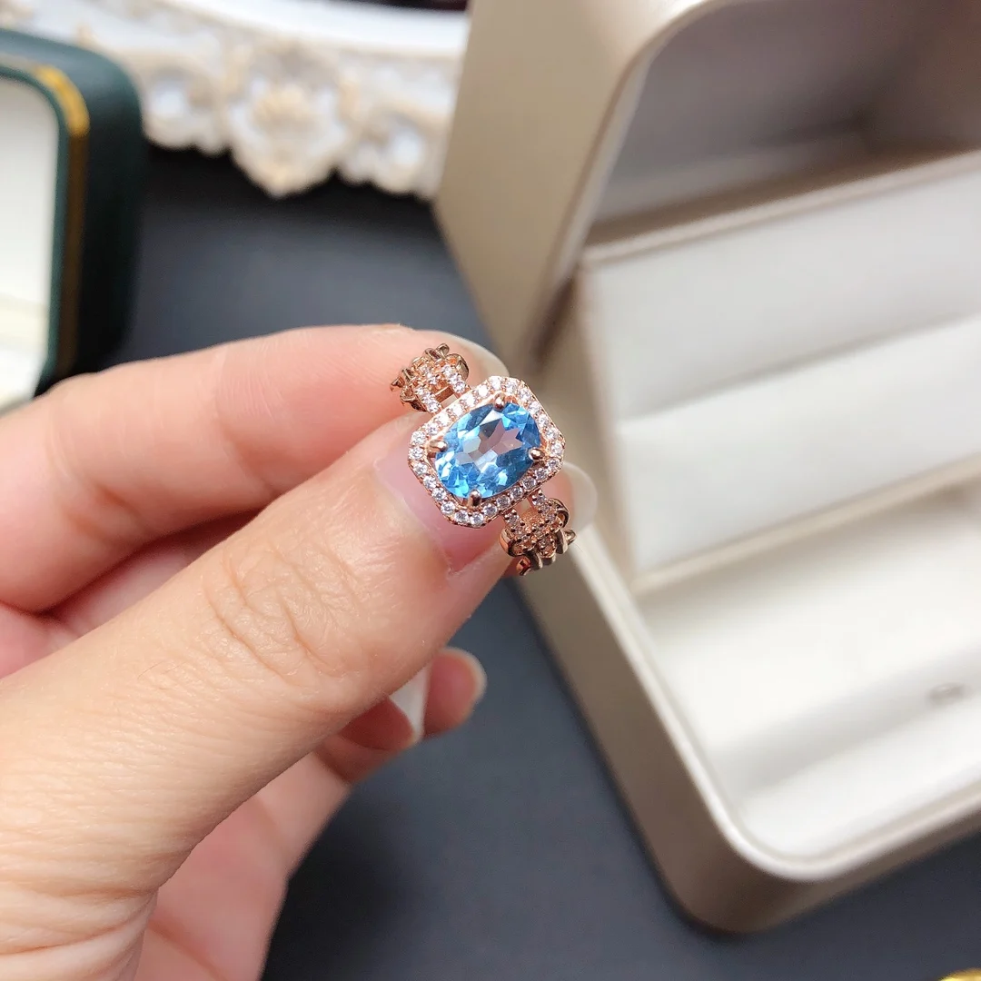 Natural Topaz ring, 925 silver exquisite style, 6x8mm Topaz best-selling quality, classic style
Natural Topaz ring, 925 silver exquisite style, 6x8mm Topaz best-selling quality, classic style