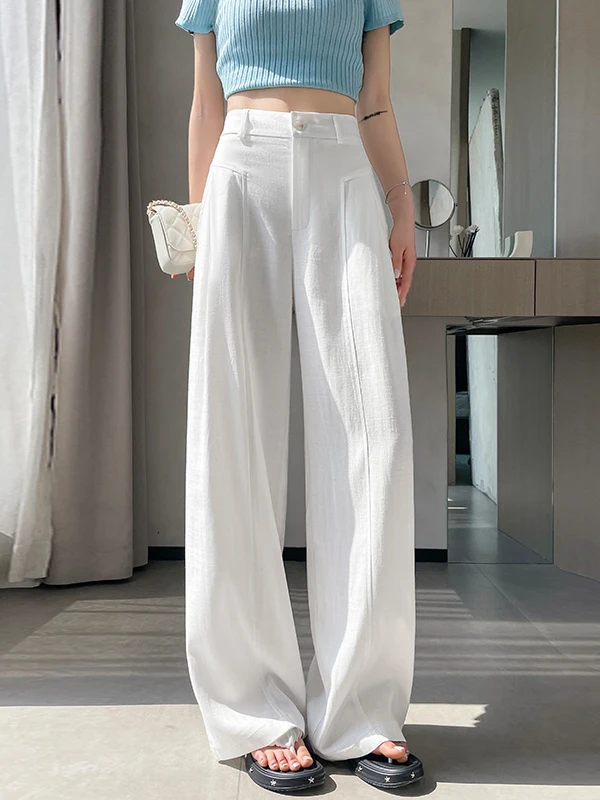 White Ice Silk Wide Leg Pants Women's Summer Thin Straight Cut Sun Protection Casual Linen Pants High Waist Straight Leg
White Ice Silk Wide Leg Pants Women's Summer Thin Straight Cut Sun Protection Casual Linen Pants High Waist Straight Leg