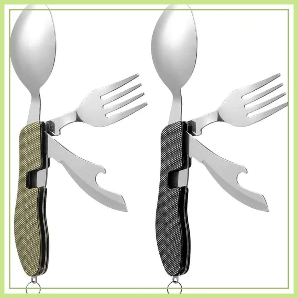 2Pcs Detachable Camping Utensils Set, Portable 4 in 1 Stainless Steel Travel Utensil, Foldable Knife Fork Spoon Bottle Opener, Multi Function Eating Flatware
2Pcs Detachable Camping Utensils Set, Portable 4 in 1 Stainless Steel Travel Utensil, Foldable Knife Fork Spoon Bottle Opener, Multi Function Eating Flatware